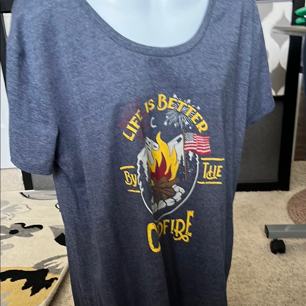 Graphic Tee with Campfire Design